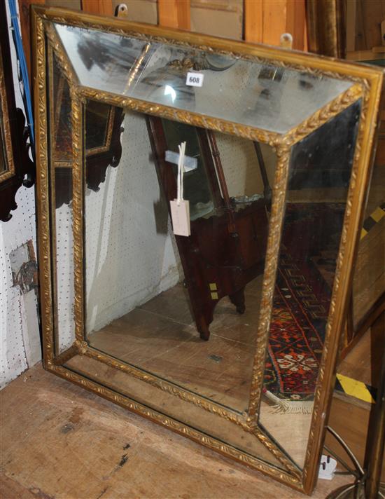 Flemish style wall mirror, gilt-framed with rectangular and marginal plates